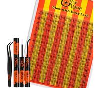 Kit cluster, Glowvane Wispy Eyelashes Individual Clusters 10-18mm D Curl, Reusable Eyelash Cluster Kit with Lash Bond and Seal and Tweezers (Flake A04)