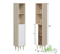 KIT COLONNA BAGNO 1 NTA RIPIANI A VISTA 30X25X150 CM ROVERE BIANCO LUCIDO