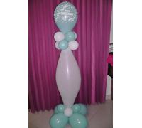 KIT COLONNA MT.1,60 BUON COMPLEANNO BIANCO CELESTE + GONFIATORE NEW