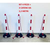 KIT COLONNA SEGNALETICA STRADALE PALETTO BASE H CM 90 PALETTI CATENA PLASTICA