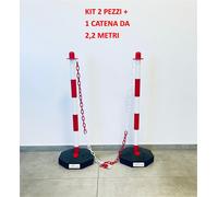 KIT COLONNA SEGNALETICA STRADALE PALETTO BASE H CM 90 PALETTI CATENA PLASTICA