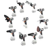 Kit combinato 10 in 1 per la lavorazione del legno, include trapano a percussione, chiave elettrica, sega circolare, ideale per progetti e riparazioni fai da te