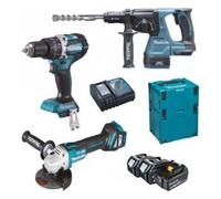 Trapano + Smerigliatrice + Tassellatore + 3 Batterie 18V MAKITA Kit DLX3119TJ