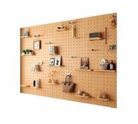 Kit Combinato Di Pannelli Forati Per Organizer Da Parete, 1 Pannello, Organizzatore Da Parete Con Pannelli Forati Resistenti E Accessori, Per Soggiorno, Garage, Cucina, Casa(Natural,60X120 CM)
