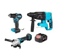 Kit Combinato Di Smerigliatrice Angolare Elettrica Senza Spazzole Da 125 Mm, Trapano A Percussione 13 E Martello Perforatore, Set Utensili Elettrici Elevata Capacità Di Perforazione(One battery)