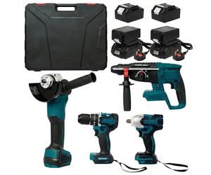 Kit combinato di utensili elettrici, 4 pezzi Brushless Roll Over Image to Zoom InMachine Set QQ CAT elettrico martello/smerigliatrice angolare/chiave lmpact/trapano fornito 1 grande custodia per il