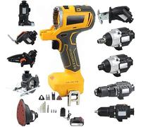 Kit combinato di utensili elettrici senza spazzole - Set di trapano cordless 10 in 1 per la lavorazione del legno, include batterie da 4,0 Ah e caricabatterie per riparazione di mobili e progetti fai