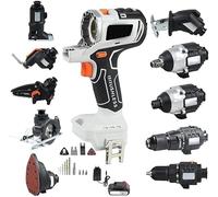 Kit combinato di utensili elettrici senza spazzole - Set di trapano cordless 10 in 1 per la lavorazione del legno, include batterie da 4,0 Ah e caricabatterie per riparazione di mobili e progetti fai