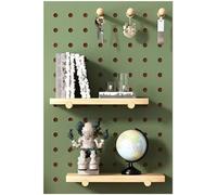 Kit combinato pannello forato, perforato in legno, espositore a parete con bastoncini di for garage(Green 1,60X80X2cm)