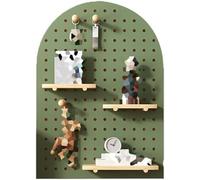 Kit combinato pannello forato, perforato in legno, espositore a parete con bastoncini di for garage(Green,60X80X2cm)