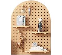 Kit combinato pannello forato, perforato in legno, espositore a parete con bastoncini di for garage(Natural wood 1,60X80X2cm)