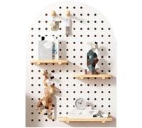 Kit combinato pannello forato, perforato in legno, espositore a parete con bastoncini di for garage(White,60X120X2cm)