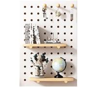 Kit combinato pannello forato, perforato in legno, espositore a parete con bastoncini di for garage(White 1,40X60X2cm)