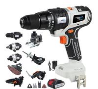 Kit combinato per trapano a mano senza fili, 10 in 1, senza spazzole, per progetti fai da te, lavorazione del legno, include accessori essenziali