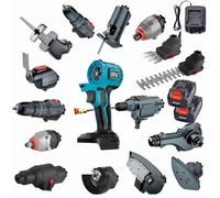 Kit Combinato per Utensili Elettrici A Batteria, Kit Combinato per Utensili Elettrici Senza Spazzole 15 in 1, Tagliasiepi 2 in 1, Kit di Strumenti per La Lavorazione del Legno con Batteria