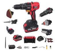 Kit combinato senza fili 20 V, strumento multifunzione wireless 8 in 1 con custodia, trapano, sega a sciabola, sega a catena, chiave a impatto, strumento oscillante, levigatrice con accessori