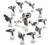 Kit combinato utensile elettrico a batteria 10 in 1 Set di utensili per la lavorazione del legno Sega taglio Seghetto alternativo Sega circolare Sega a catena Attrezzo oscillante Cacciavite Chiave