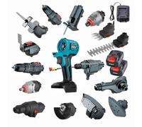 WHIPIN Kit Combinato utensile Elettrico a Batteria, Kit Combinato utensile Elettrico Senza spazzole 15 in 1, tagliasiepi 2 in 1, Kit di Utensili for la Lavorazione del Legno con Batteria da 3,0 Ah