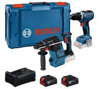 Kit combo avvitatore a batteria 18 volt 65 + martello perforatore 18 volt 26 con 2 batterie 5 Ah e caricabatterie, Set Kit