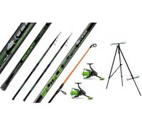 Kit Combo Completo 2 Canne + 2 Mulinelli + Tripode Surfcasting BRUTALE 4.20 Metri Lancio 100/200 Gr Pesca a Fondo Mare Surf Casting Spiaggia