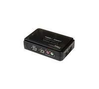 Kit commutatore KVM USB VGA a 2 porte con audio e cavi - Switch schermo tastiera mouse - Nero (SV211KUSB)