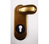 KIT COMO SECUREMME PLACCA+MANIGLIA A FORMA DI UOVO IN ALLUMINIO BRONZATO F4 SINGOLA PER PORTA BLINDATA Q8 FORO CILINDRO EUROPEO PZ 1