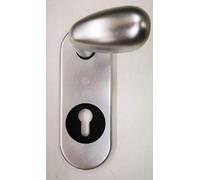 KIT COMO SECUREMME PLACCA+MANIGLIA A FORMA DI UOVO IN ALLUMINIO F1 ARGENTO SINGOLA PER PORTA BLINDATA Q8 FORO CILINDRO EUROPEO PZ 1