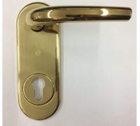 KIT COMO SECUREMME PLACCA+MANIGLIA OTTONE LUCIDO SINGOLA PER PORTA BLINDATA Q8 FORO CILINDRO EUROPEO PZ 1