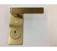 KIT COMO SECUREMME PLACCA+MANIGLIA QUADRA IN OTTONE LUCIDO SINGOLA PER PORTA BLINDATA Q8 FORO CILINDRO PREDISPOSTO PER POMO