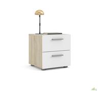 KIT COMODINO 2 CASSETTI CAMERA DA LETTO BIANCO ROVERE 40X40X42 CM NORDICO
