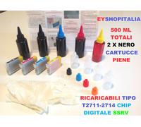 KIT + COMPATIBILI ORIGINALI INKJET 27XL T2711-2714 WF-3620DWF + 500 ML COLORI