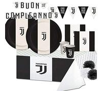 Kit compleanno per 16 persone n 54 F.C. Juventus Coordinato Tavola Compleanno Tifoso Juve Party Festa bianconeri Torino piatti bicchieri tovaglioli tovaglia vecchia signora zebra
