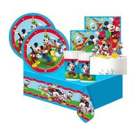 Kit compleanno per 8 persone con picks torta e candelina numerale festa a tema personaggio a scelta per bambini e ragazzi angolo torta allestimento tavolo n. 82 (Topolino)