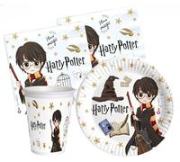 Kit Compleanno Tavola Harry Potter 16 Persone (52 Pezzi: 16 Piatti 18cm, 16 Bicchieri 200ml, 20 tovaglioli) in Carta