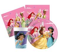 Kit Compleanno Tavola Principesse 16 Persone (52 Pezzi: 16 Piatti 18cm, 16 Bicchieri 200ml, 20 tovaglioli) in Carta