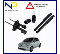 KIT COMPLETO 4 AMMORTIZZATORI + TAMPONI PER FIAT 500 0.9 1.2 1.3 1.4 DAL 2007