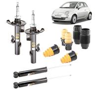 KIT COMPLETO 4 AMMORTIZZATORI + TAMPONI PER FIAT 500 0.9 1.2 1.3 1.4 DAL 2007