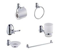 KIT COMPLETO 6 ACCESSORI BAGNO ASTA SAPONE WC GANCIO PORTA ASCIUGAMANO 03903