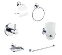 KIT COMPLETO 6 ACCESSORI BAGNO ASTA SAPONE WC GANCIO PORTA ASCIUGAMANO 03904