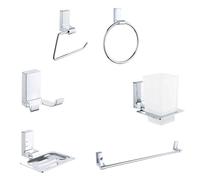 KIT COMPLETO 6 ACCESSORI BAGNO ASTA SAPONE WC GANCIO PORTA ASCIUGAMANO 03906