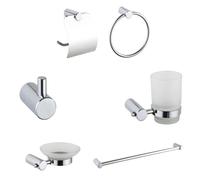 KIT COMPLETO 6 ACCESSORI BAGNO ASTA SAPONE WC GANCIO PORTA ASCIUGAMANO 03908