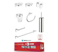 KIT COMPLETO ACCESSORI BAGNO 8 PEZZI ZERO METAFORM CROMATO E ABS