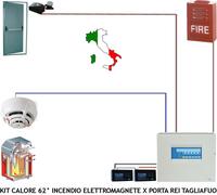 KIT COMPLETO ANTINCENDIO ALLARME 3 SENSORI BLOCCA PORTA REI SIRENA SOS GSM PULS