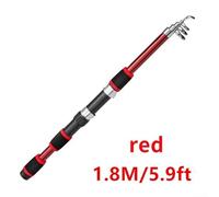 Kit completo canna da pesca telescopica e mulinello per tutte le esigenze di pesca (rosso)