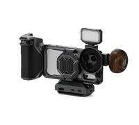 KIT COMPLETO Custodia TILTA Khronos per iPhone 17 Pro, Gabbia per Telefono Compatibile con iPhone 17 Pro con Maniglia PD a Fuoco, Sistema di Raffreddamento e Maniglia Circolare in Legno - Grigio