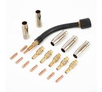 Kit completo di 21 torce per saldatura Mig Mag MB15AK raffreddata ad aria con supporto per punta a contatto con collo, set di ugelli a gas per saldatura MIG con punte M6 da 0 8 mm e tazze protettive