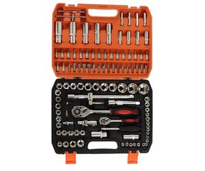 Kit completo di assistenza meccanica da 108 pezzi a cricchetto e sei chiavi cantan per la manutenzione di motori e pneumatici, acciaio al cromo vanadio