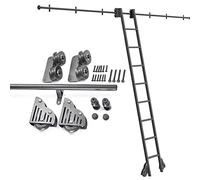 Kit completo di binari scorrevoli per biblioteca, binario mobile con ruote a rullo per pavimento, per uso domestico, interno, loft