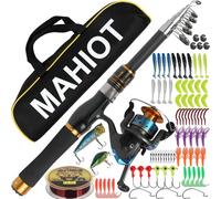 Kit completo di canna da pesca telescopica e mulinello, asta in metallo da 1,8 m con accessori per esche da pesca/borsa porta accessori, kit completo di canna da pesca girevole per acqua salata e