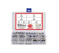 Kit completo di dadi di bloccaggio in acciaio inossidabile 304, 170 pezzi con inserti in nylon per varie applicazioni